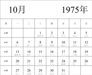 1975年日历